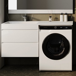 Style Line Мебель для ванной подвесная Даллас 130 Люкс L, белая PLUS	 – фотография-6